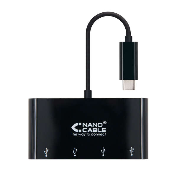 Adattatore da USB-C a 4xUSB 3.0. USB-C/F - USB 3.0/H - 10 cm - Colore Nero