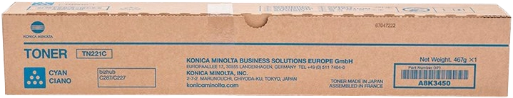 Konica Minolta TN221 Ciano Cartuccia Toner Originale - TN221C/A8K3450