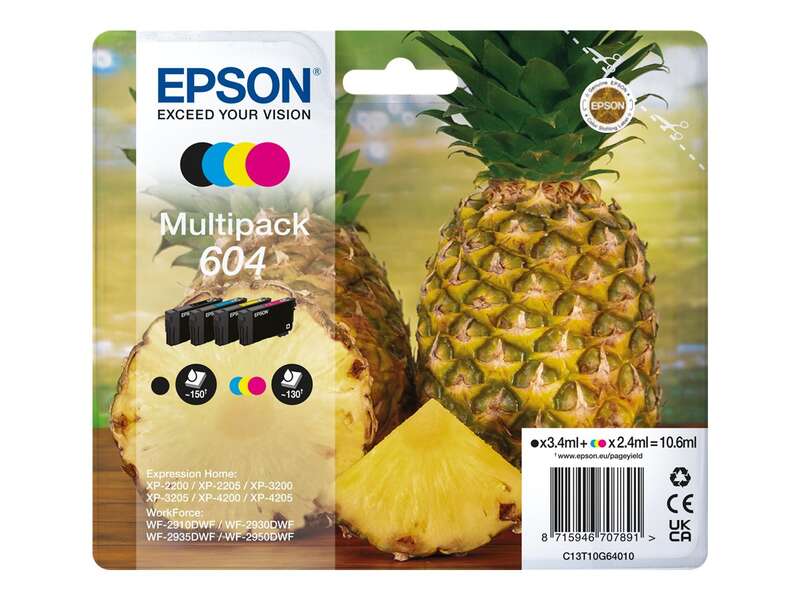 Epson 604 Confezione da 4 Cartucce d'inchiostro Originali - C13T10G64010
