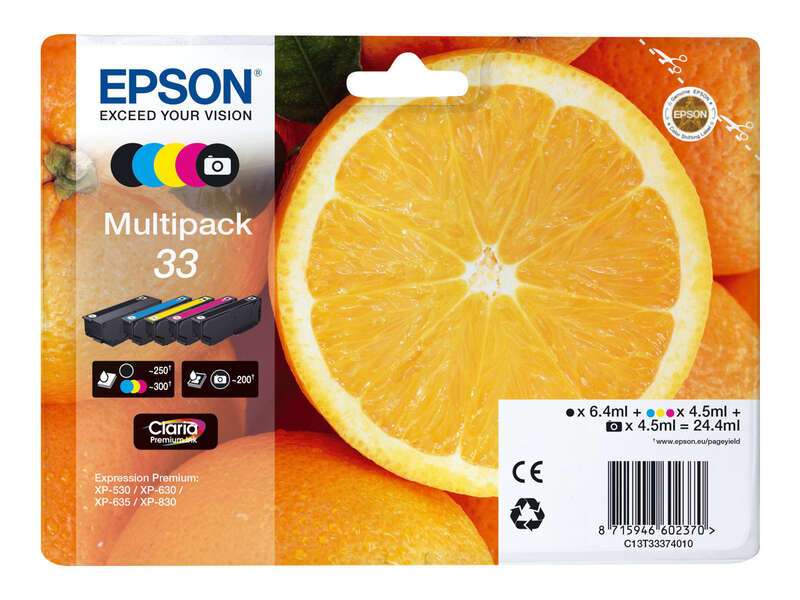Epson T3337 (33) Confezione da 5 Cartucce d'Inchiostro Originali - C13T33374011