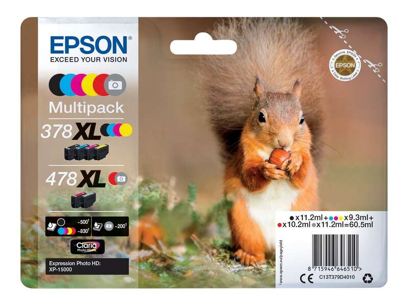 Cartuccia d'Inchiostro Originale Epson 378XL/478XL Confezione da 6 - C13T379D4010