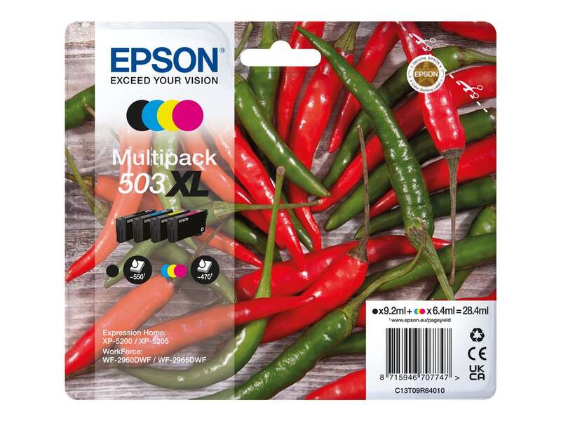 Epson 503XL Confezione da 4 cartucce d'inchiostro Originali - C13T09R64010