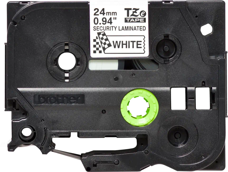 Brother TZeSE5 Nastro di sicurezza Originale Laminato - Testo Nero su Fondo Bianco - Larghezza 24mm x 8 metri