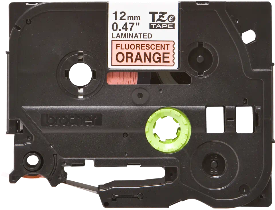 Brother TZeB31 Nastro per etichette laminato fluorescente originale - Testo nero su fondo arancione - Larghezza 12 mm x 5 metri