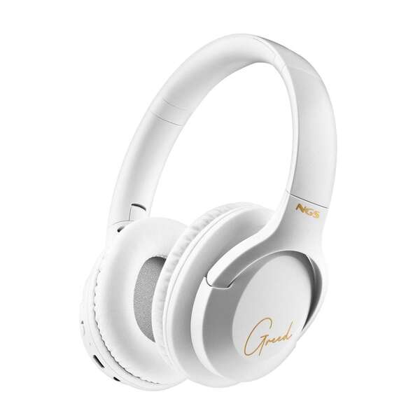 NGS Artica Greed Auricolare Bluetooth 5.1 con microfono - Archetto regolabile - Cuscinetti imbottiti - Autonomia fino a 46h - Vivavoce - Colore Bianco