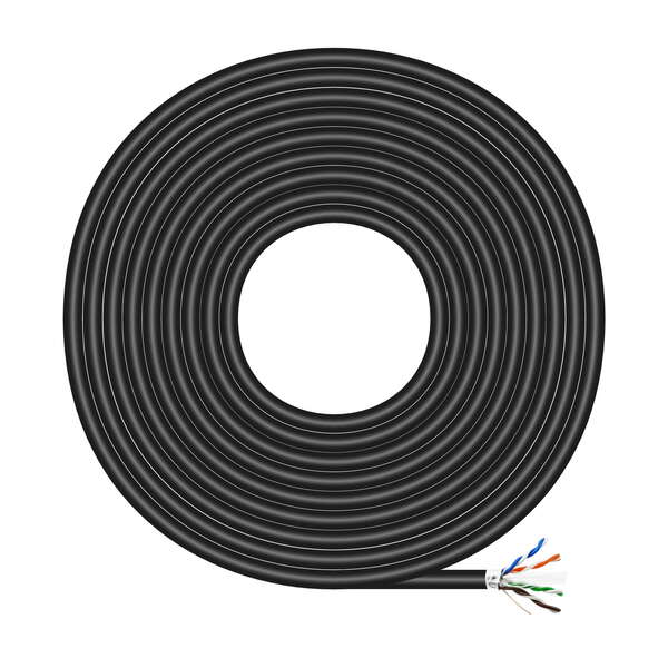 Aisens Cavo di rete esterno impermeabile RJ45 Cat.6 FTP rigido AWG24 - 100 m - Colore nero