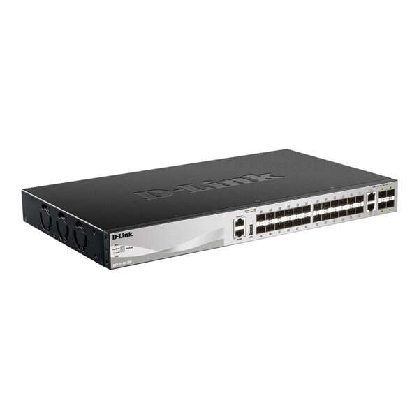 Switch L3 gestito di D-Link 24 porte Gigabite PoE 370W + 2 porte 10G + 4 porte SFP+ 10G