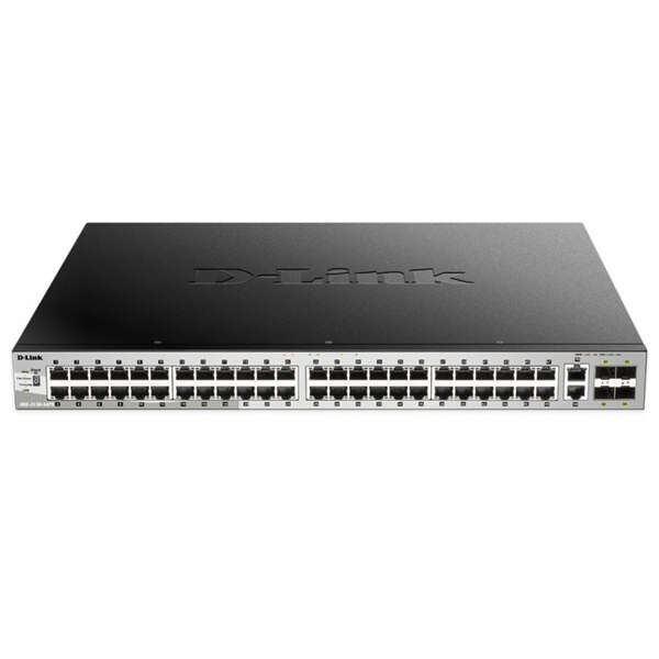 Switch gestito L3 di D-Link 48 porte Gigabite PoE 370W + 2 porte 10G + 4 porte SFP+ 10G