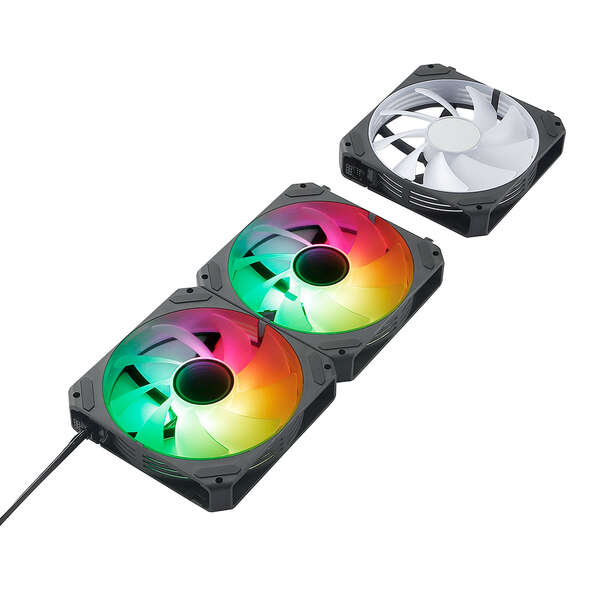 Abysm Gaming Arclight 2.0 ARGB Black Confezione da 3 ventole da 120 mm con illuminazione ARGB - Velocità massima della ventola: 1500 giri/min - Connessione seriale - Max. 1500 giri al minuto - Connessione Seriale