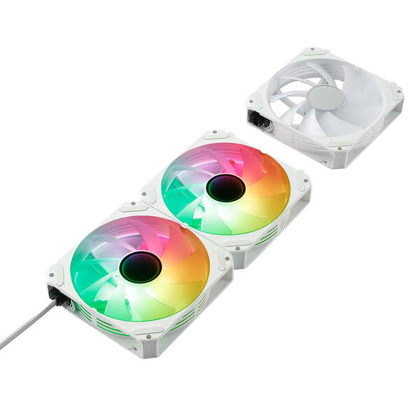 Abysm Gaming Arclight 2.0 ARGB White Confezione da 3 ventole da 120 mm con illuminazione ARGB - Velocità massima 1500 giri/min - Connessione seriale. 1500 giri al minuto - Connessione Seriale