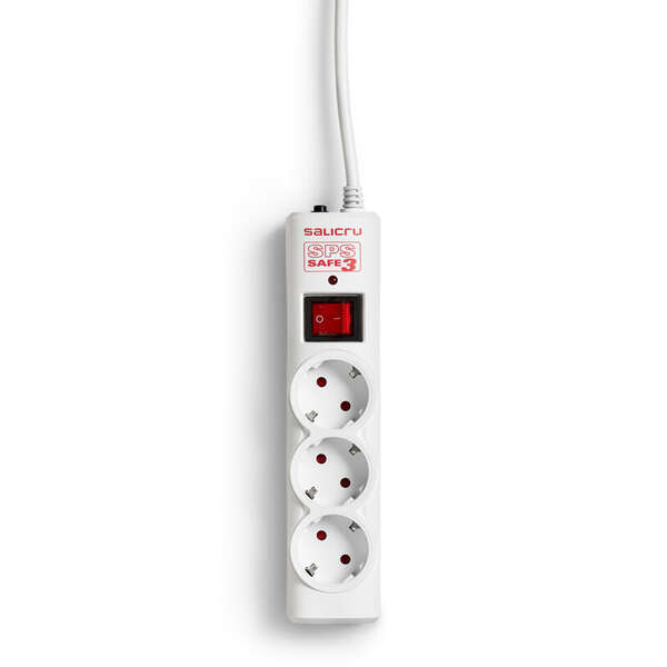 Salicru Presa multipla SPS SAFE 3 Protezioni elettriche attive di ultima generazione - 3 prese Schuko - Colore bianco
