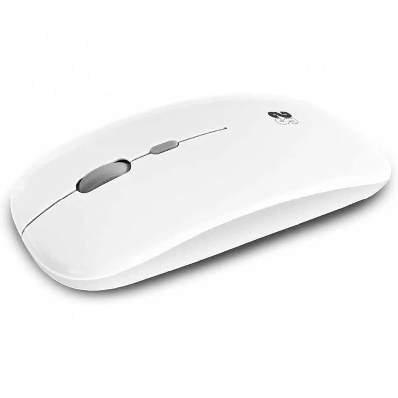 Subblim Dual Flat Mouse - Doppia connessione - Click silenzioso - Batteria ricaricabile - Rotella in silicone - Precisione 1600 DPI - Colore Bianco