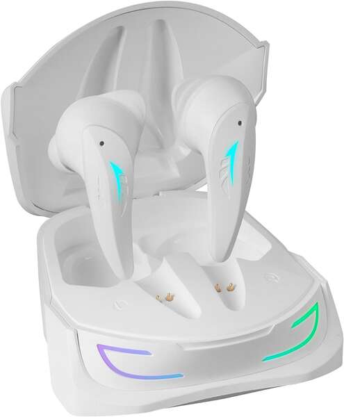 Mars Gaming Premium Wireless Headset TWS MHI-ULTRAW - ANC+ENC+PASSIVE - Neographene Sound - 24h di durata della batteria - Base di ricarica wireless - Illuminazione RGB FLOW - Bluetooth 5.3 - Resistenza IPX4 - Controllo APP IOS e Android - Colore bianco