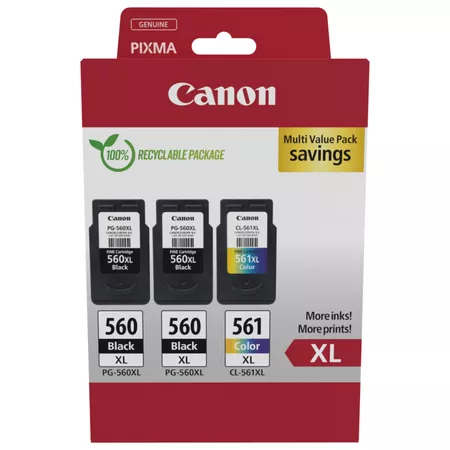 Canon PG-560XL + CL-561XL Confezione da 3 Cartucce d'Inchiostro Originali - 3712C009