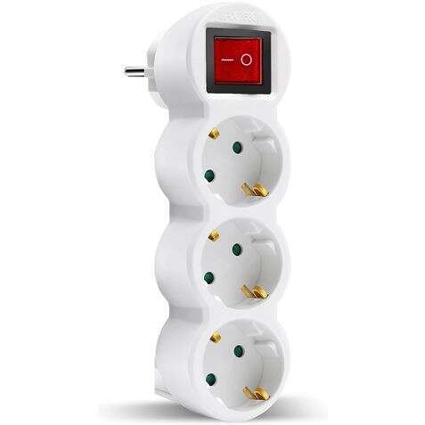 Elbat Base multipla a 3 prese con interruttore - Colore bianco