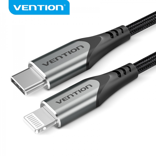Cavo Vention da USB-C a Lightning 3A 27W 480Mbps MFi - 1 m - Colore grigio