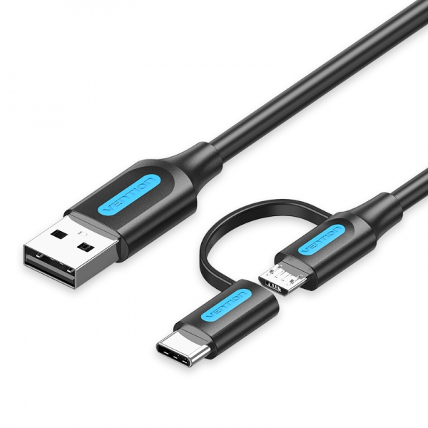 Cavo Vention USB 2.0 maschio a MicroUSB+USB-C maschio - 0
