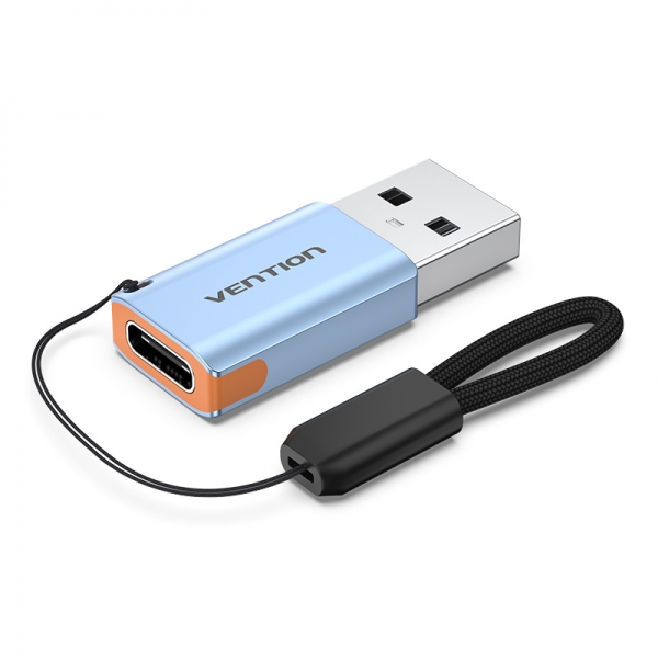 Adattatore Vention da USB 3.1 maschio a USB-C femmina con cordino - Alluminio grigio