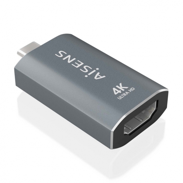 Aisens Convertitore da USB-C a HDMI 2.0 - Alloggiamento in alluminio - Risoluzione 4K@60Hz - Profondità di colore 48 bit/px - Larghezza di banda 18 Gbps - Supporta HDCP - Colore grigio