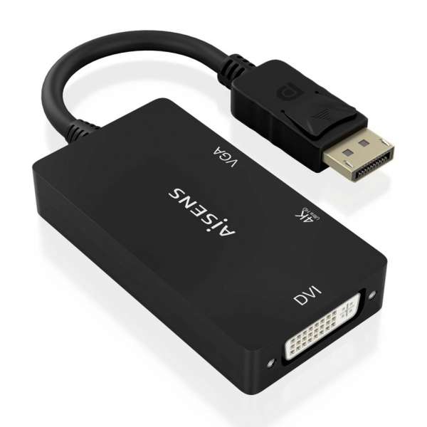 Aisens Convertitore MST/SST Displayport a DVI/HDMI/VGA 3 in 1 - Connettore DP maschio - Uscite HDMI 4K@60Hz