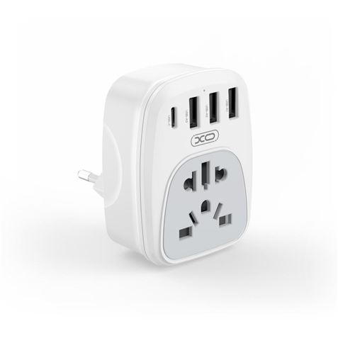 XO Adattatore internazionale - Potenza 2500W - USBx3 + USB-C - Colore bianco