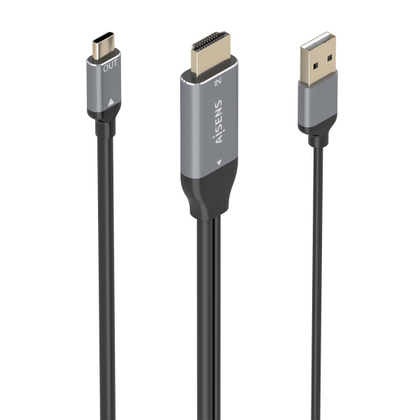 Cavo convertitore Aisens in alluminio da HDMI V2.0 a USB-C 4K@60Hz - HDMI/M+USB-A/M-USB-C/M - 1