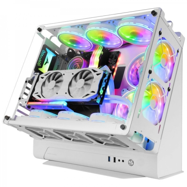 Case per PC personalizzato Mars Gaming MCB - Capacità XL - Supporto per raffreddatori a liquido - Struttura modulare a doppia camera - Fino a 10 ventole - Colore bianco