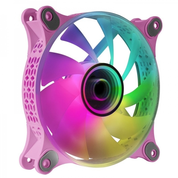 Ventola Mars Gaming MF-3D ARGB - Effetto specchio 3D Infinity - Illuminazione a 360° - Compatibile con Asus Aura Sync e altro - Colore Rosa