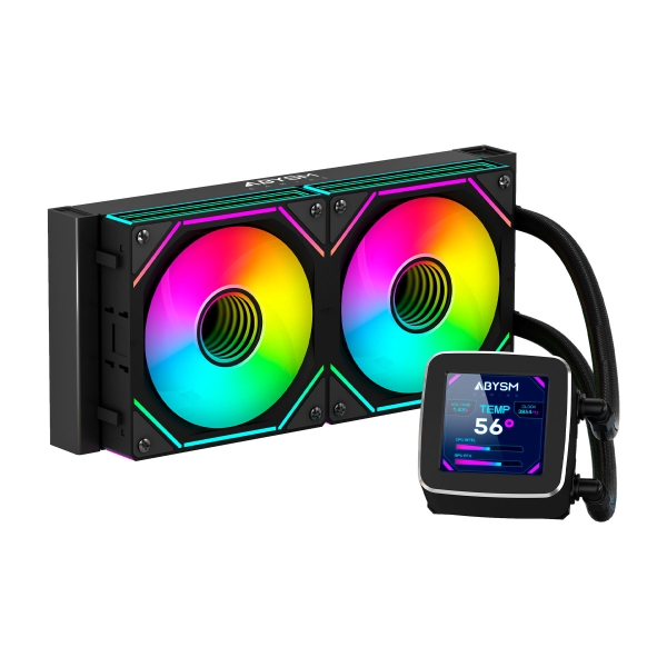 Abysm Oceanic LCD 240 ARGB Kit di raffreddamento a liquido - 2 ventole da 120 mm - Illuminazione ARGB - Display LCD da 2