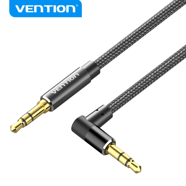 Cavo audio Vention - Connettore ad angolo 90º - Placcato in oro - Involucro in alluminio - Rame smaltato - TPE intrecciato - Colore nero