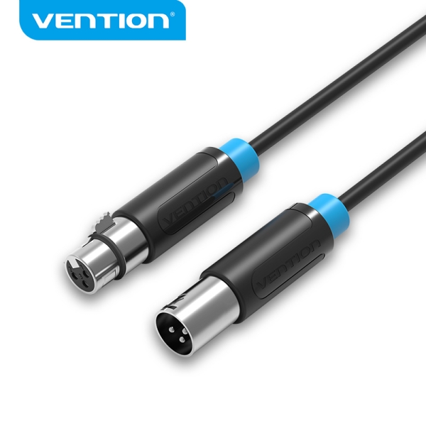 Cavo microfonico XLR Vention - Connettore placcato in oro - Conduttore in bronzo smaltato - Guaina in lega di alluminio - Colore nero