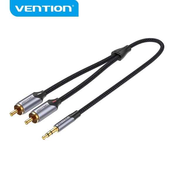 Cavo audio RCA di Vention - Suono Hi-Fi - Eliminazione del rumore - Conduttore in rame 29AWG - Interfaccia placcata in oro - Colore: Grigio