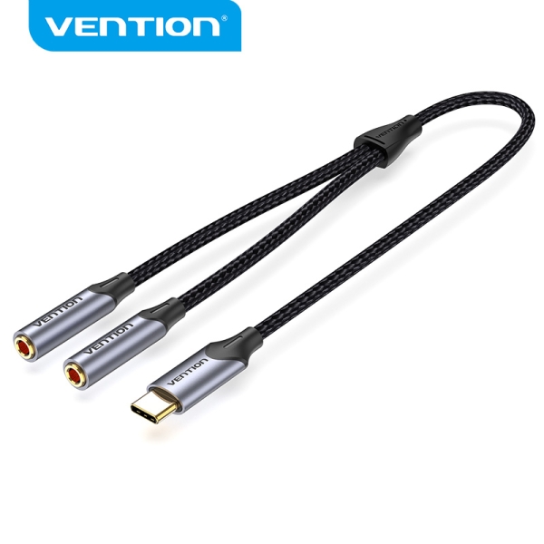 Vention Adattatore da USB-C a TRS Ripristino del suono originale - Alta fedeltà - Chip VT0200 - Box in alluminio - Colore Grigio