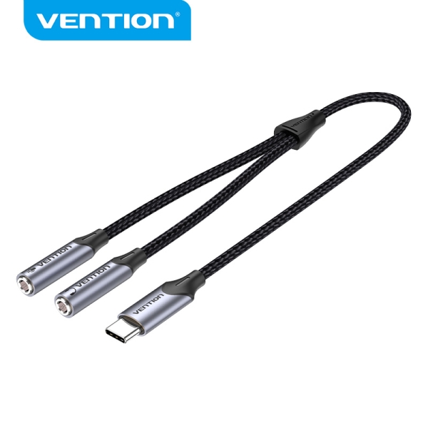 Vention Adattatore da USB-C a TRS - Suono Hi-Fi - Chip VT0200 - Box in Alluminio - Antitarlo - Resistente all'usura - Colore Grigio