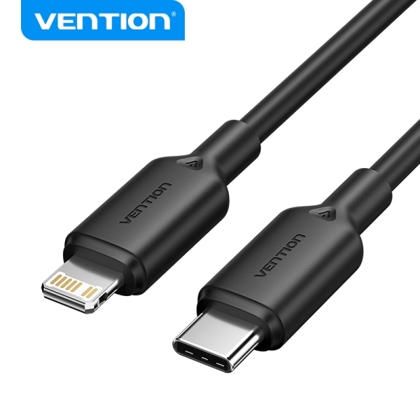 Cavo Vention da USB-C a Lightning - Connettore nichelato - Potenza 27W - Corrente 3A - 2 m - Colore nero