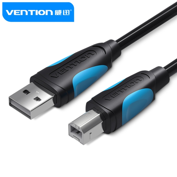 Cavo USB 2.0 Vention per stampanti - Trasmissione 480 Mbps - Rivestimento in alluminio e treccia metallica - Guaina in PVC - AWG 24+28 - Colore nero