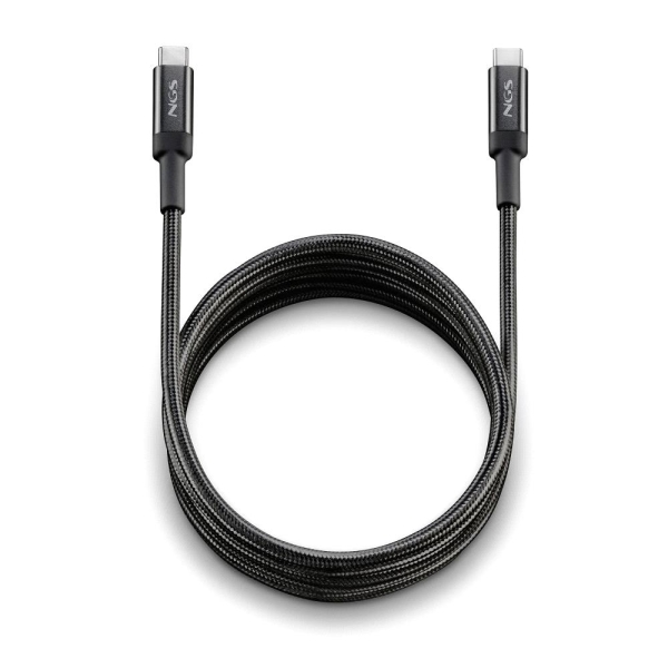 NGS Cavo 2.0 USB-C maschio a USB-C maschio - Ricarica ultraveloce fino a 65W - Lunghezza 2 m - Colore nero