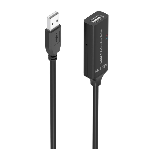 Aisens Cavo di prolunga USB 2.0 con amplificatore - Tipo A/M-A/H - 15 m - Colore Nero