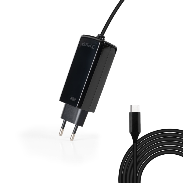 Tooq GaN Caricabatterie per laptop USB-C/PD 100W - Cavo da 1