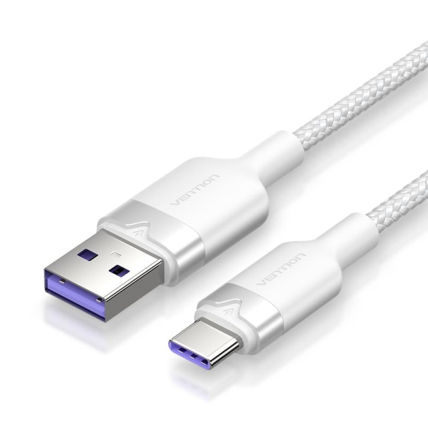 Cavo Vention da USB-C 2.0 a USB-A 6A 100W - 1 m - intrecciato - colore bianco