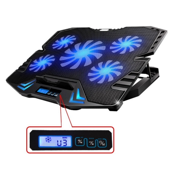 Supporto per notebook Ewent - 5 ventole silenziose fino a 17" - 2 porte USB - 5 velocità della ventola - 2 modalità di raffreddamento - Colore Nero