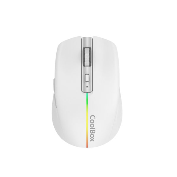 Coolbox W01 Mouse da gioco senza fili 1600dpi - 6 pulsanti - Illuminazione RGB - Colore bianco