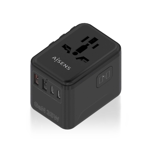 Aisens Adattatore da viaggio universale GaN 35W - 2xUSB-A QC3.0