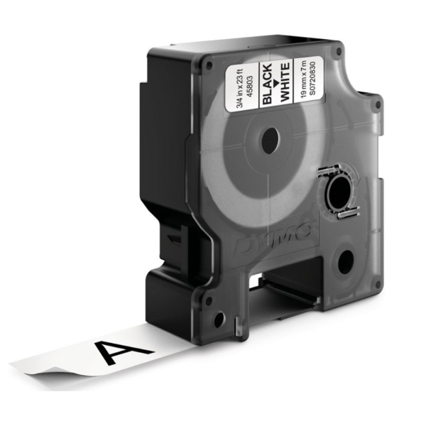 DYMO D1 45803 Nastro Originale per Stampanti di Etichette - Testo Nero su Fondo Bianco - Larghezza 19mm x Lunghezza 7m