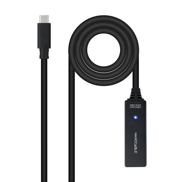 Cavo di prolunga Nanocable USB-C 3.2 maschio a USB-C 3.2 femmina - 5 metri - Amplificatore - Colore nero