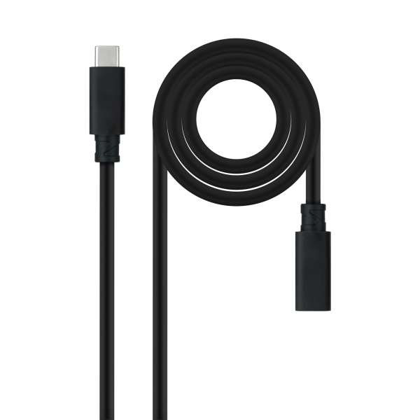 Nanocable Cavo di prolunga USB-C 3.2 maschio a USB-C 3.2 femmina - Gen2x2 20Gbp - 100W 5A - 4K 60Hz - 1 metro - Colore nero