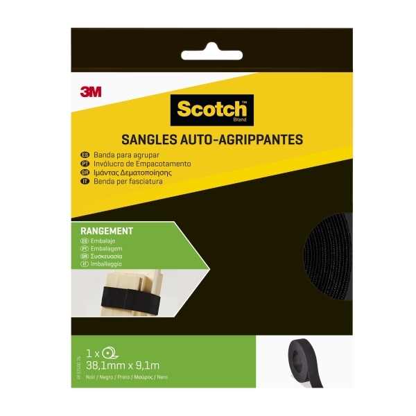 Strisce Raccogli-Cavi Scotch - 38 mm x 9 m - Riutilizzabili - Nero