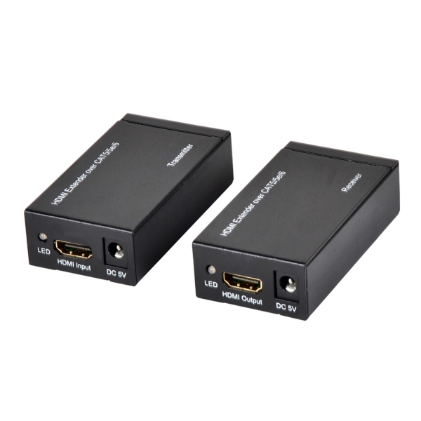 Ewent Pack Estensore HDMI via cavo UTP - fino a 60 metri - Risoluzione 1080P con cavo Cat6 - Colore nero