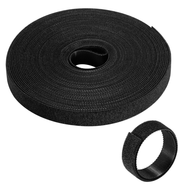 Ewent Hoop and Loop Striscia Organizzatrice Cavi in Nylon - Fissaggio in Velcro - 10 m - 15 mm - Colore Nero