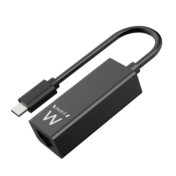 Ewent Convertitore Adattatore di rete da RJ45 a USB-C - Gigabit 10/100/1000 Mbps - Cavo da 15 cm - Colore nero